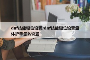 dnf技能键位设置/dnf技能键位设置霸体护甲怎么设置