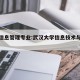 武大信息管理专业:武汉大学信息技术与管理专业